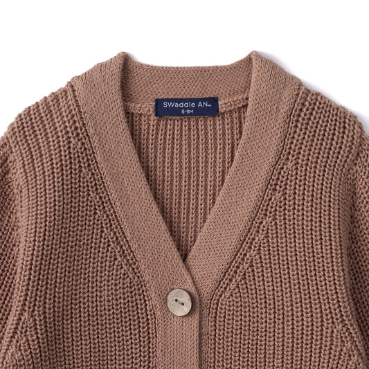 Classic Cardigan with Pockets in Mocha