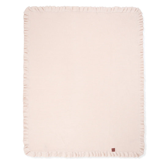 Ruffled Edge Knit Baby Blanket in Beige