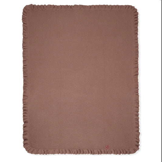 Ruffled Edge Knit Baby Blanket in Mocha