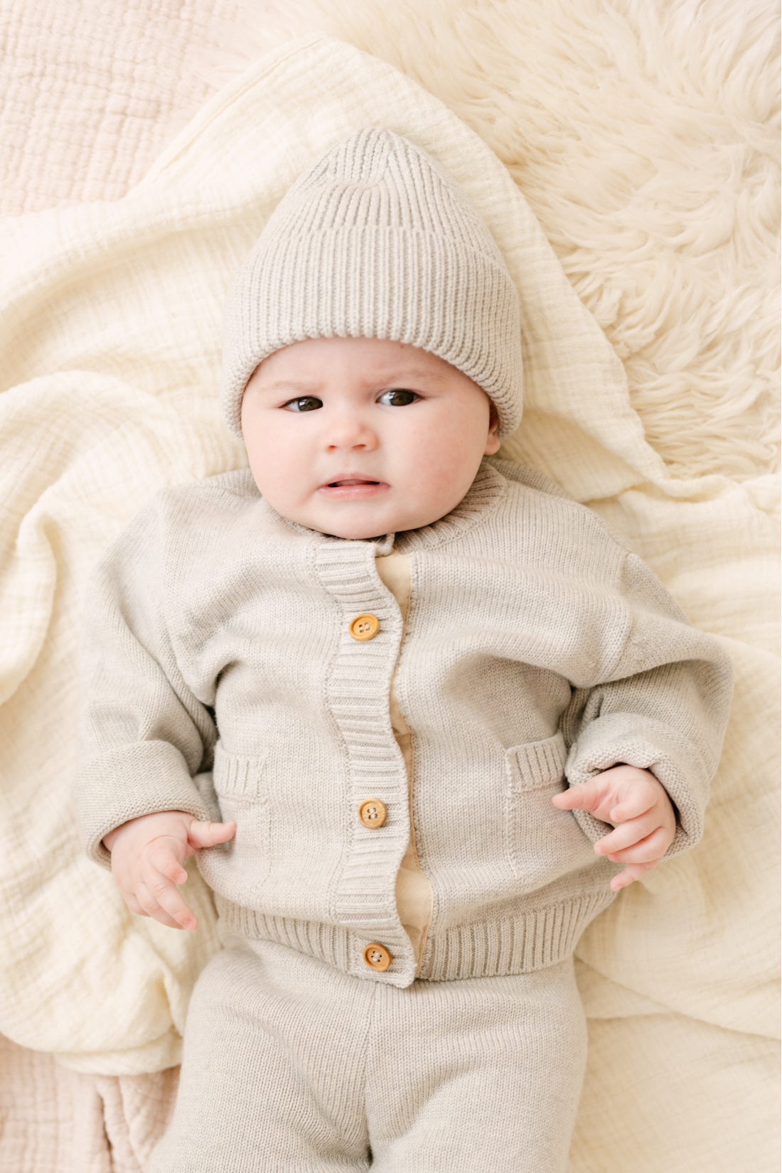 Light Heather Merino Wool Baby Cardigan