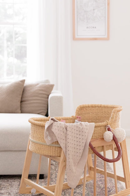Toffee Pointelle Knit Blanket