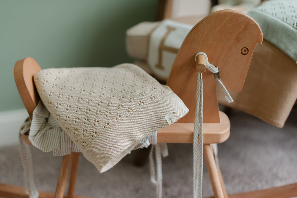 Toffee Pointelle Knit Blanket