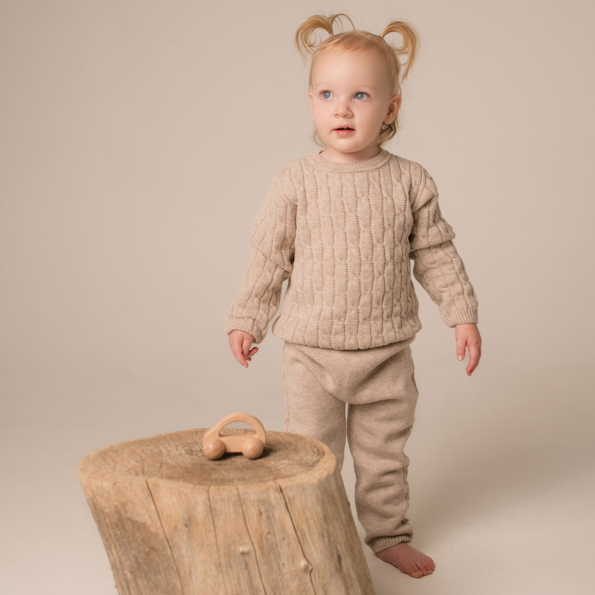 Virgin Merino Wool Knit Trousers - Oatmeal