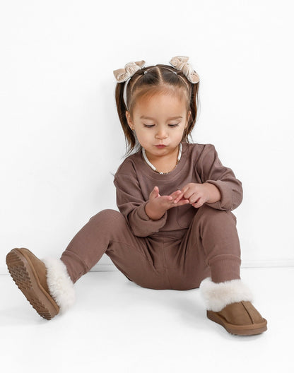 BAMBOO RIBBED LONG SLEEVE - MOCHA