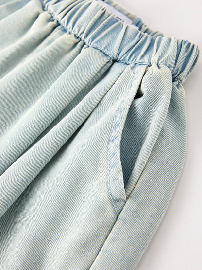 Summer Faded Denim Lace Set