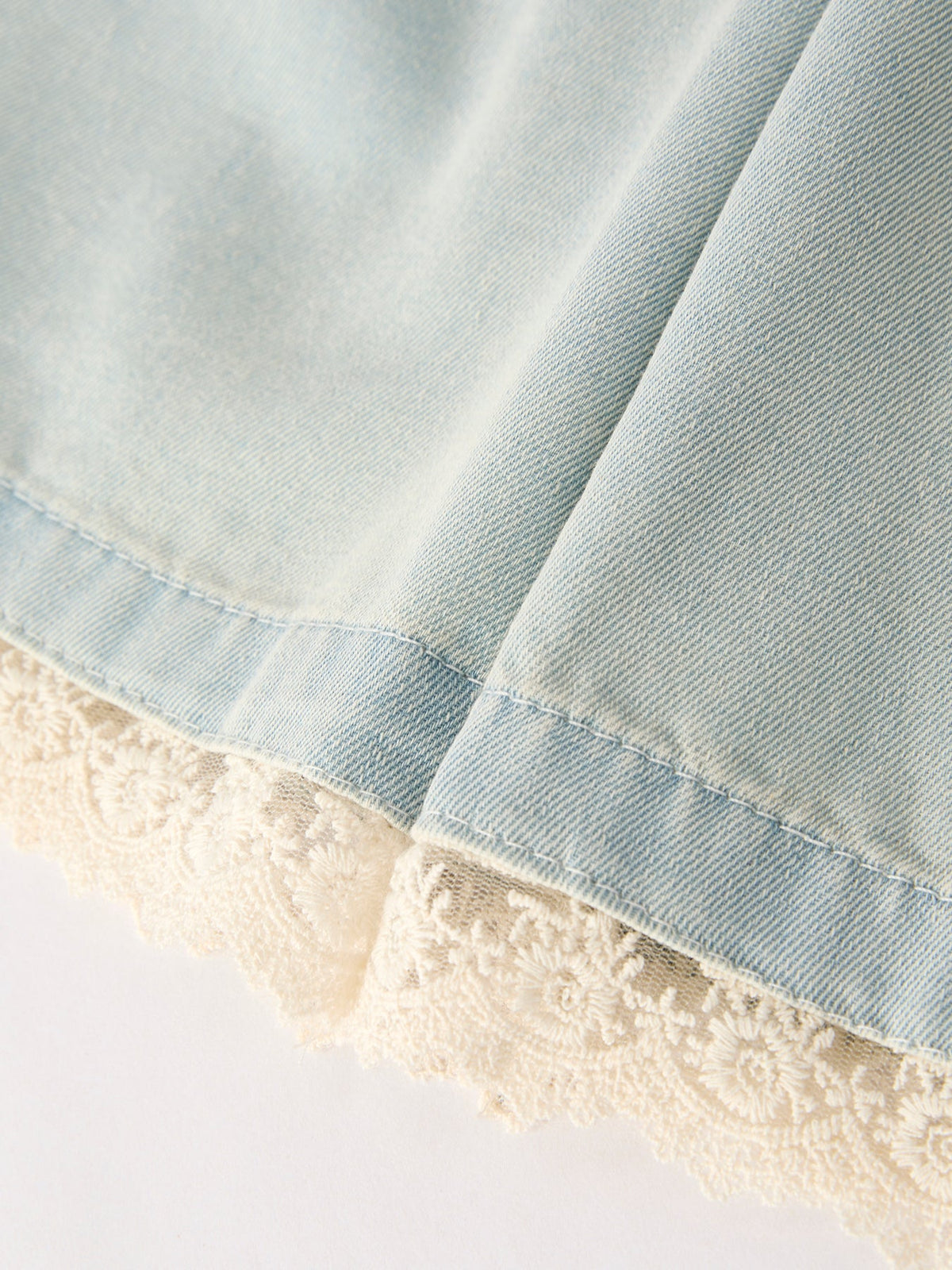 Summer Faded Denim Lace Set