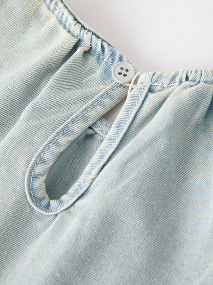 Summer Faded Denim Lace Set