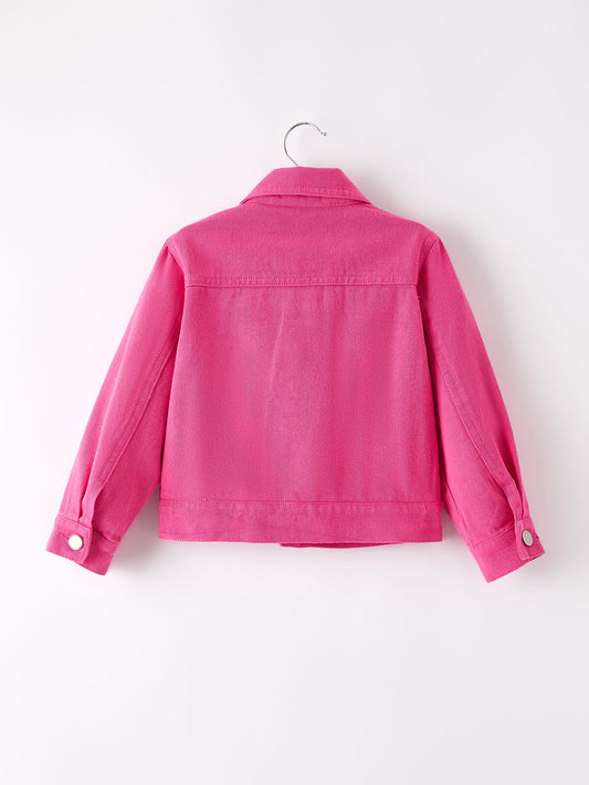 Hot Pink Fall Girls Denim Top