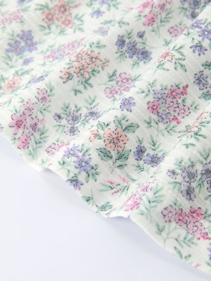 Purple Floral Embroidery Bloomers Set