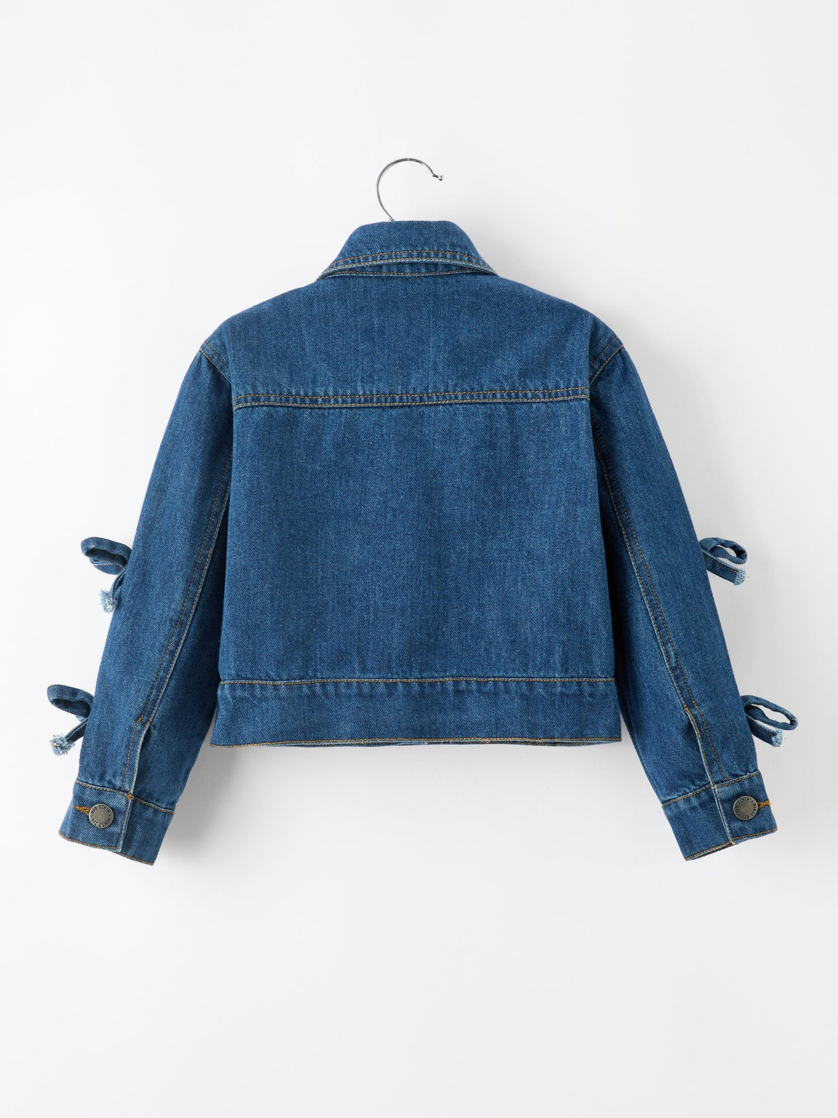 Denim Bow Sleeve Button-Front Jacket