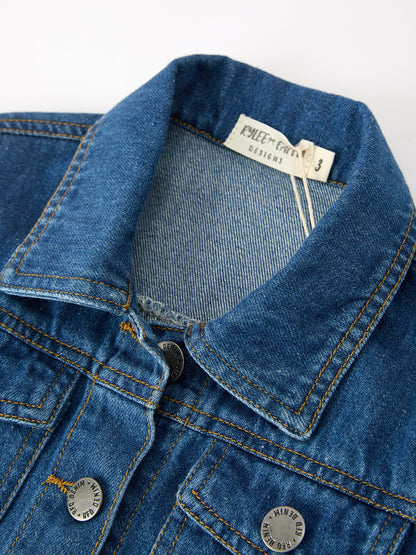 Denim Bow Sleeve Button-Front Jacket