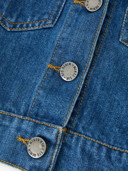 Denim Bow Sleeve Button-Front Jacket