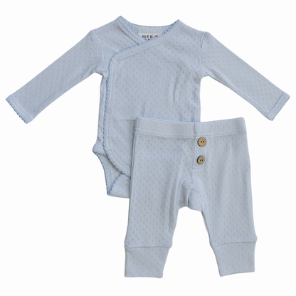 Blue Pointelle Layette Set