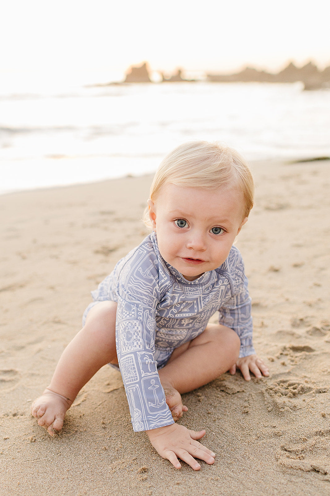 Blue Beach Long Sleeve Swim Set