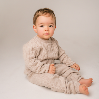 Virgin Merino Wool Knit Trousers - Oatmeal