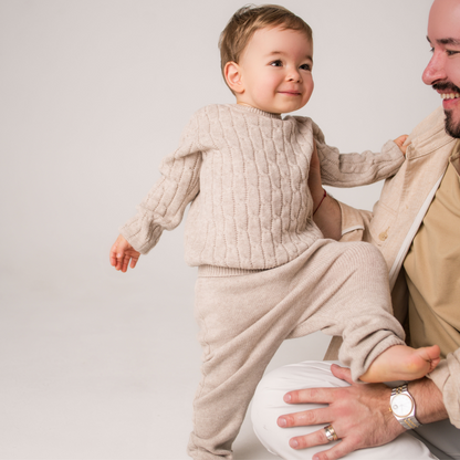 Virgin Merino Wool Knit Trousers - Oatmeal