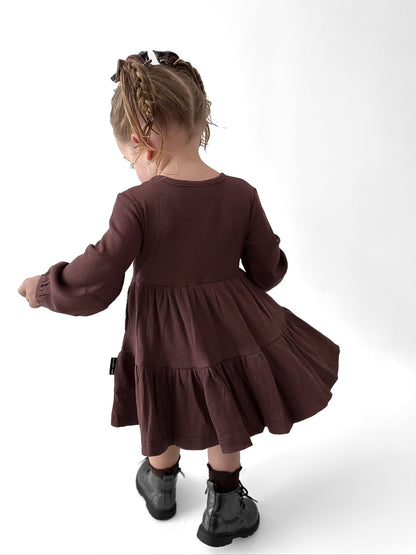 BAMBOO RIBBED DRESS - COCOA