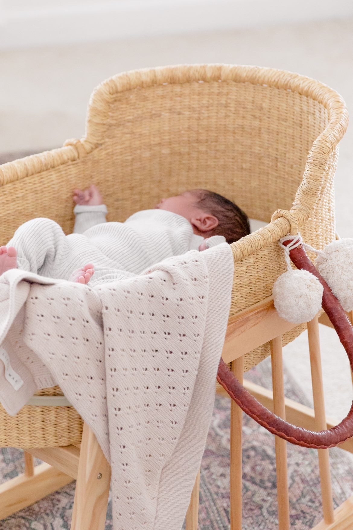 Toffee Pointelle Knit Blanket