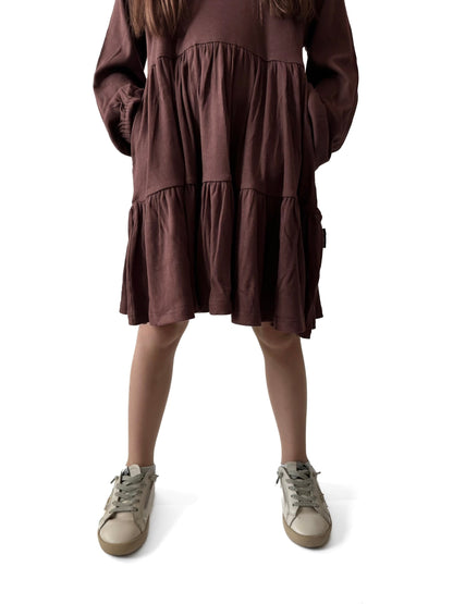 BAMBOO RIBBED DRESS - COCOA