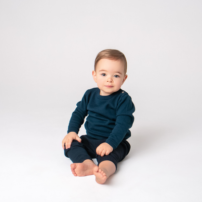 Organic Cotton Crew Neck Sweater - Midnight Blue