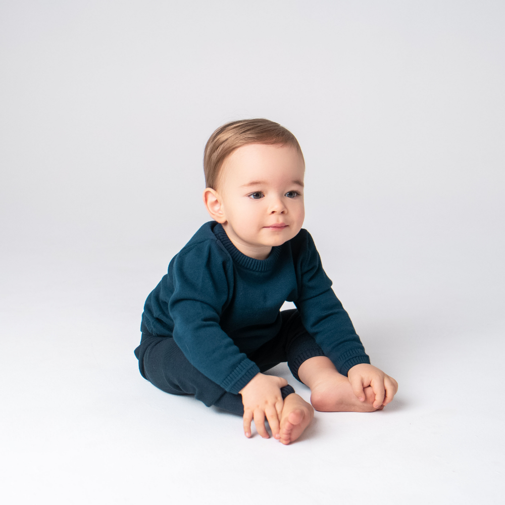 Organic Cotton Crew Neck Sweater - Midnight Blue