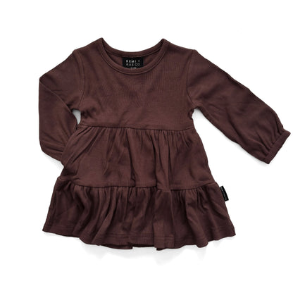 BAMBOO RIBBED DRESS - COCOA