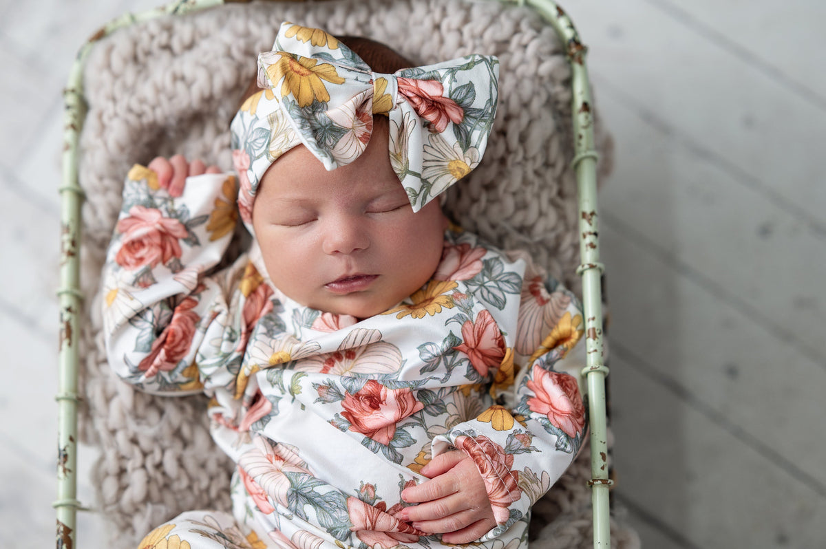 Botanical Ecru Baby Gown