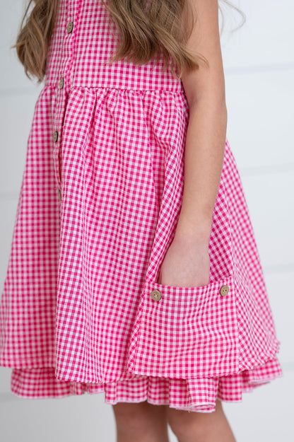 Brooke Hot Pink Gingham Dress