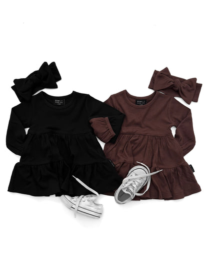 BAMBOO RIBBED DRESS - COCOA