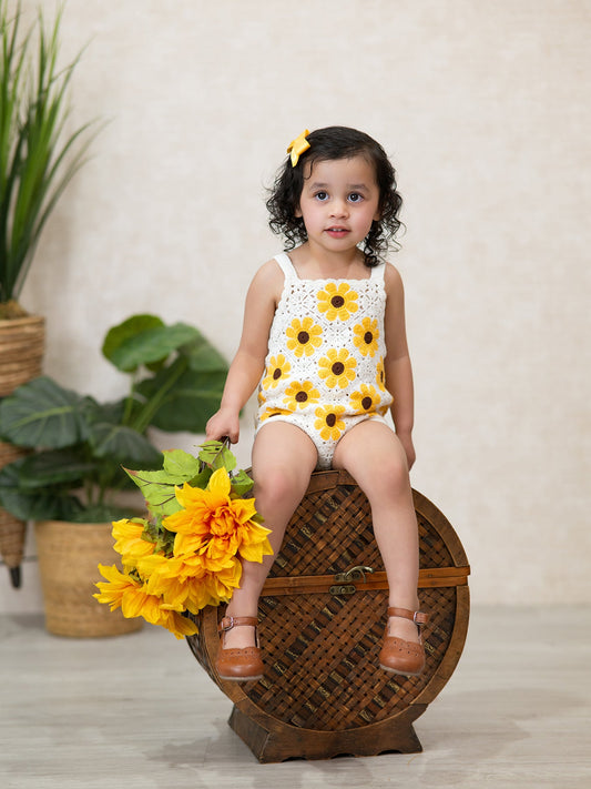 PREORDER Summer Sunflower Baby Crochet Romper