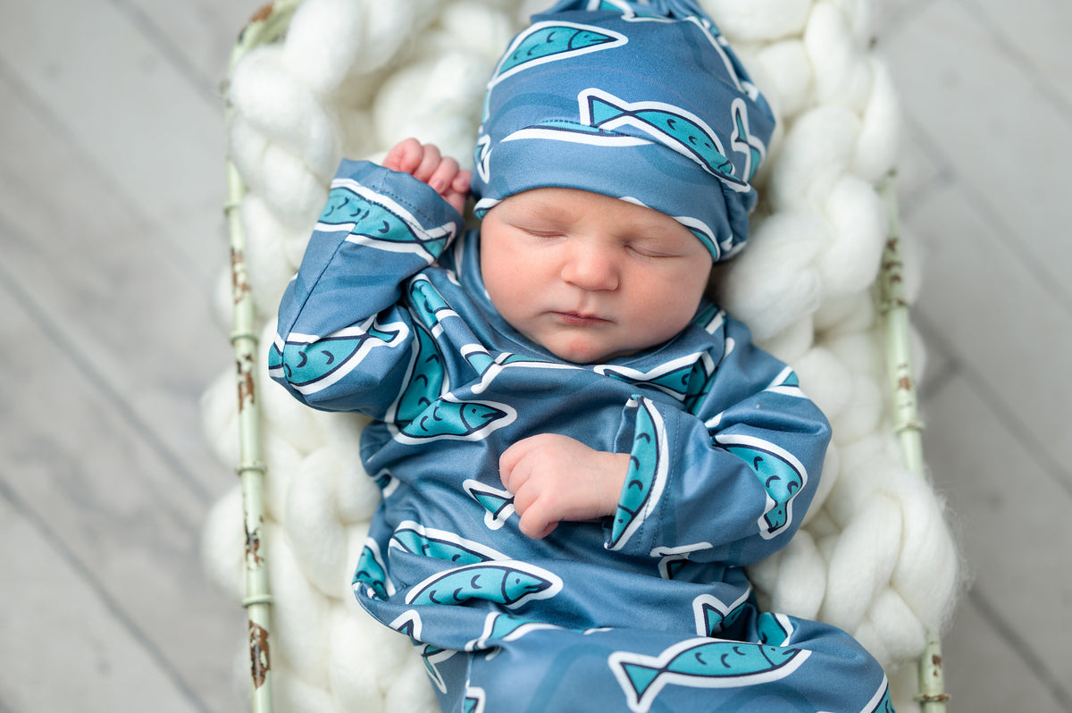 Blue Fish Baby Gown