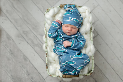 Blue Fish Baby Gown