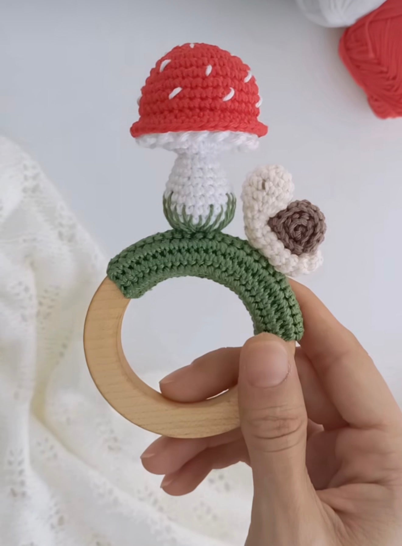 Crochet Mushroom Rattle