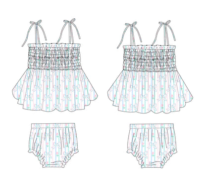 Lila - Smocked Diaper Dress Set