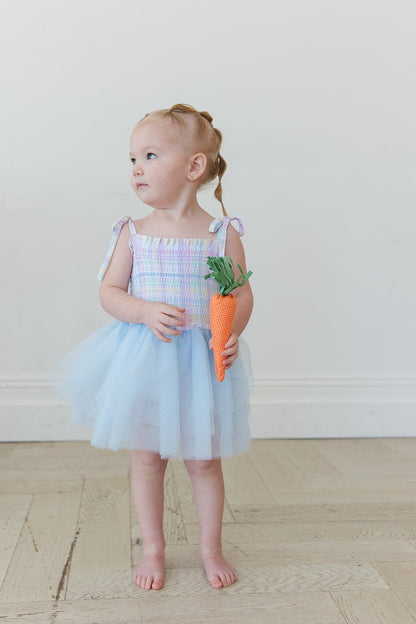 Pastel Prep - Smocked Tulle Bodysuit Dress