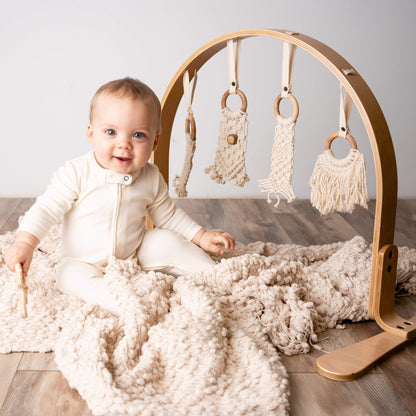 2 pc. zipper footie set | ivory & heather grey