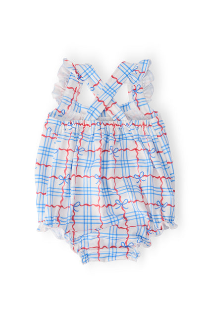 Patriotic Picnic Ruffle Cross Back Romper