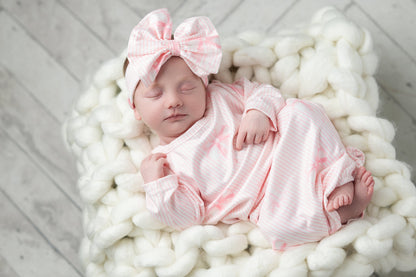 Pink Bows Baby Gown
