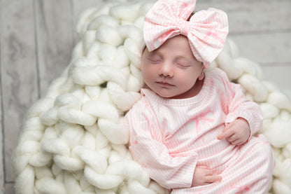 Pink Bows Baby Gown
