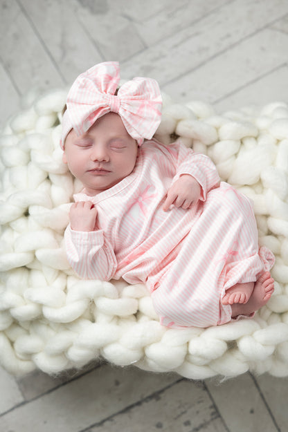 Pink Bows Baby Gown