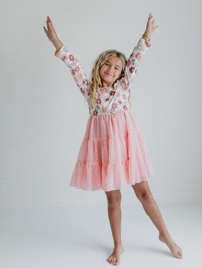 Pink Floral Tulle Dress