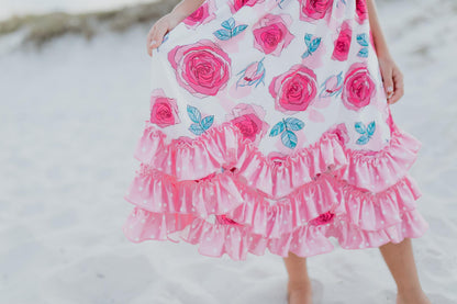 Pink Rose 3 Ruffle Dress