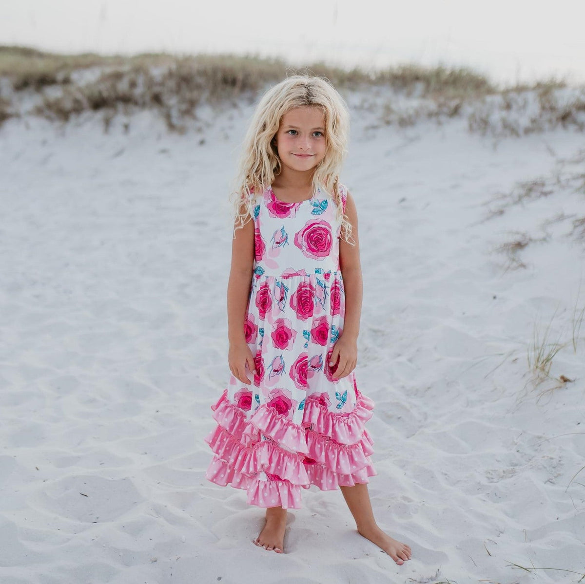 Pink Rose 3 Ruffle Dress