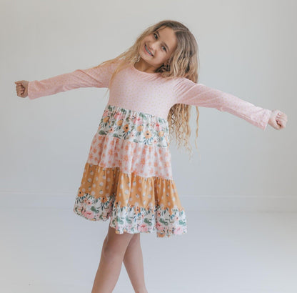 Avery Blush Floral Long Sleeve Dress