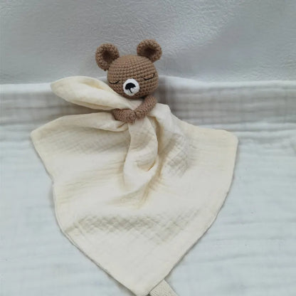 Baby Bib with Sleeping Animals Rattle