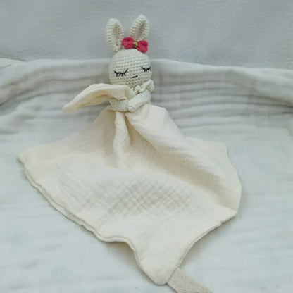Baby Bib with Sleeping Animals Rattle