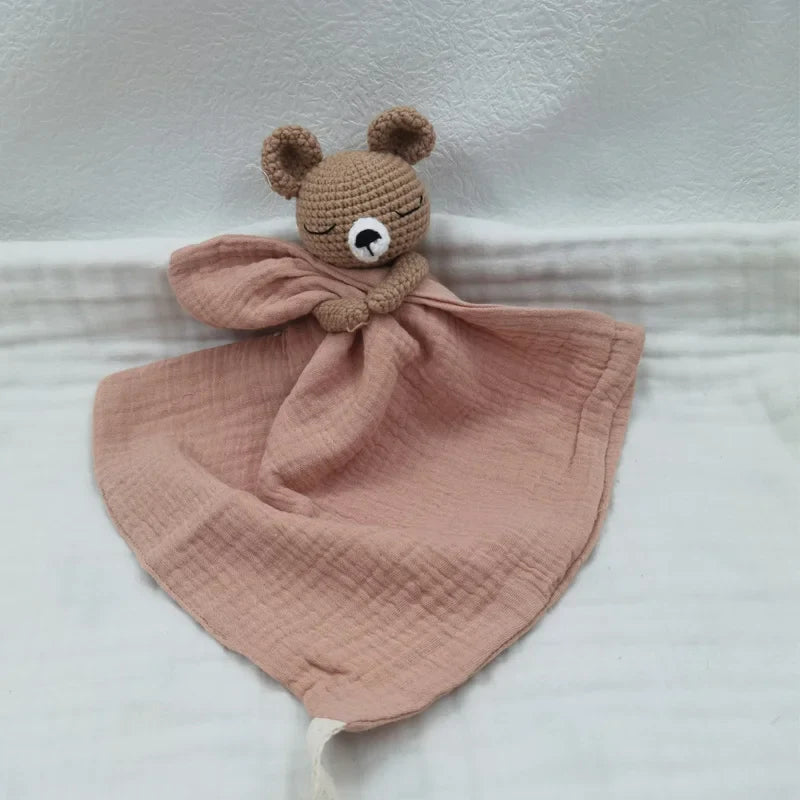 Baby Bib with Sleeping Animals Rattle