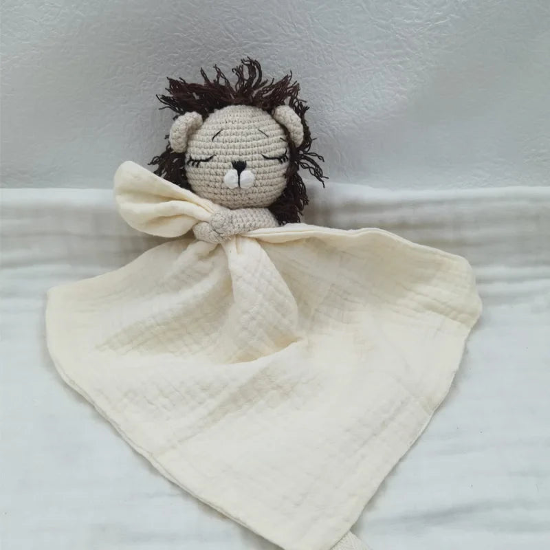Baby Bib with Sleeping Animals Rattle