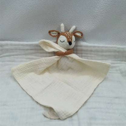 Baby Bib with Sleeping Animals Rattle