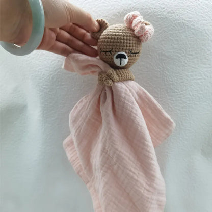 Baby Bib with Sleeping Animals Rattle
